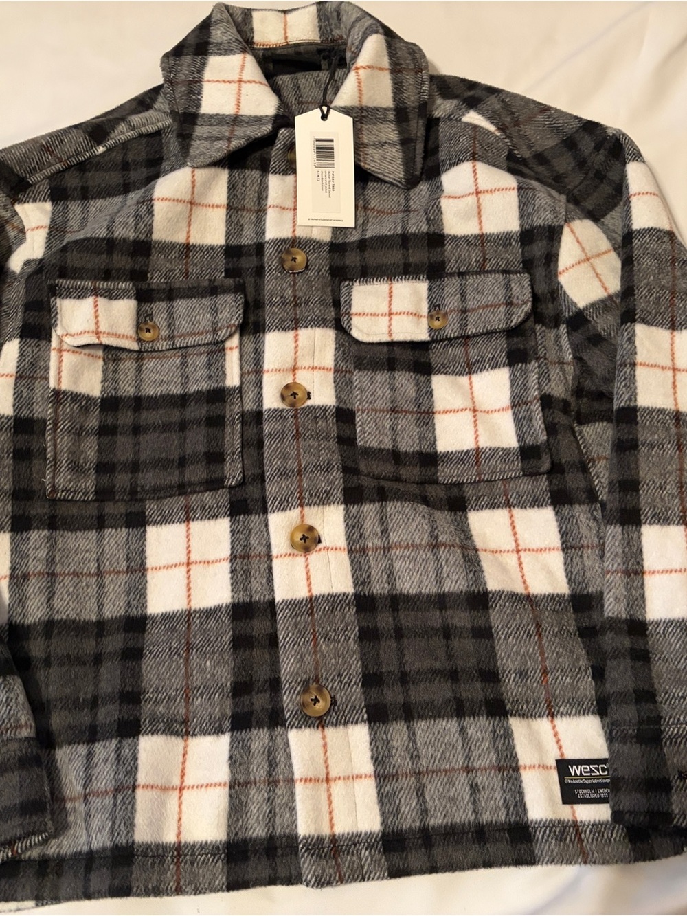Wesc Gray & Black Plaid Button-Front Shirt Jacket